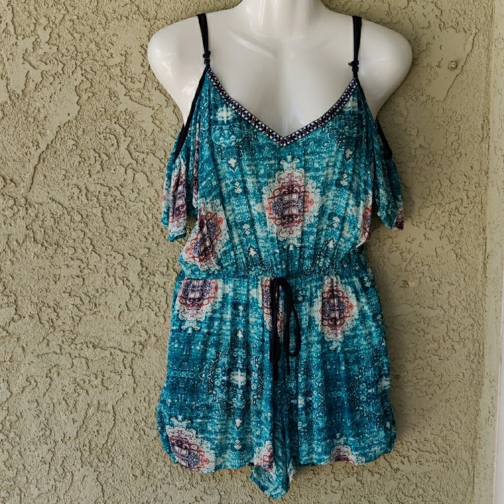 Band of Gypsies boho cold shoulder  shorts romper